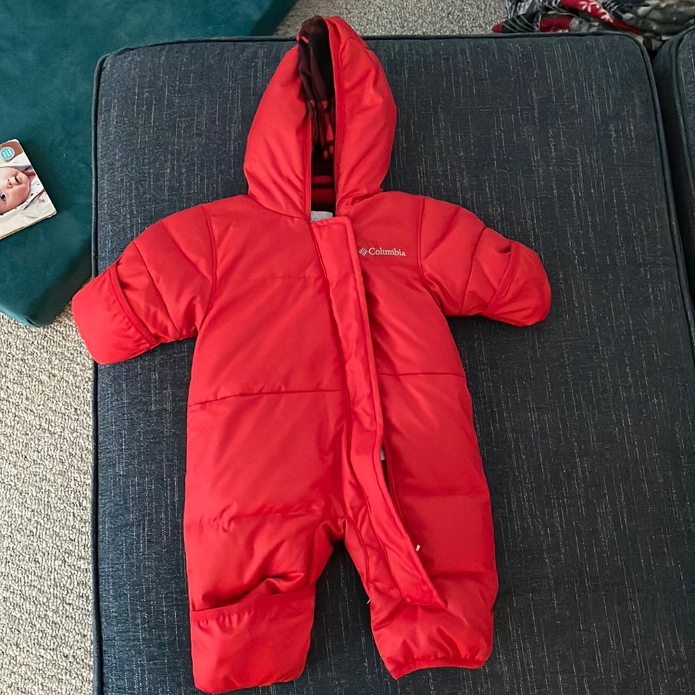 Columbia Red Hooded Baby Snowsuit